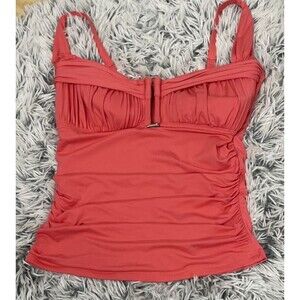 Bleu Rod Beattie Tankini Swim Top Womens 32D Orange Pool beach Resort‎ Coral